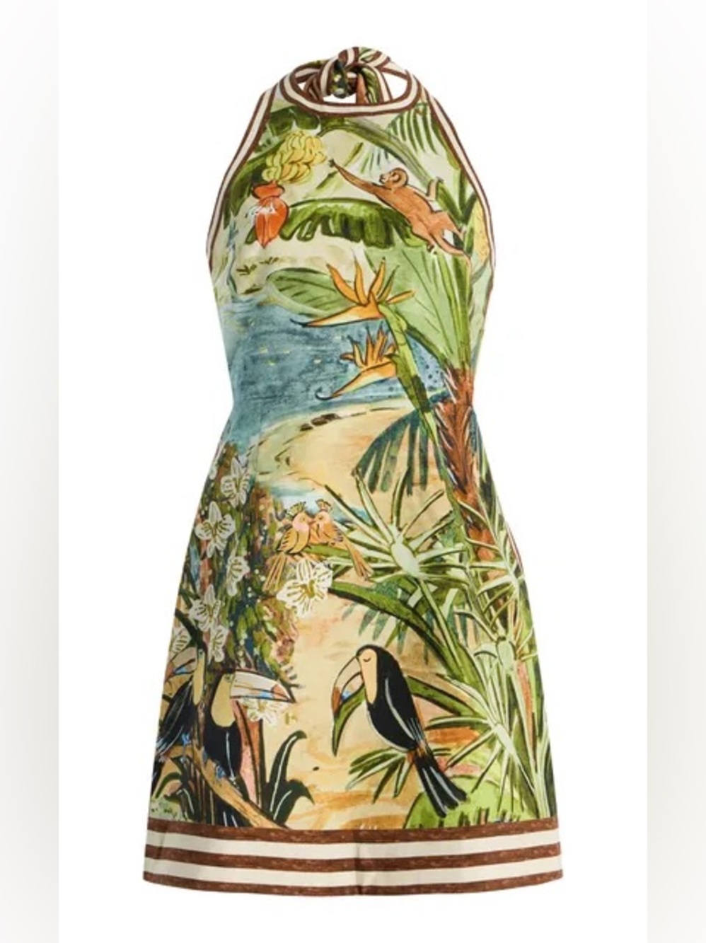 NEW: Alemais Toucan Tango Halter Mini Dress in Multi - US 6 / AU 10